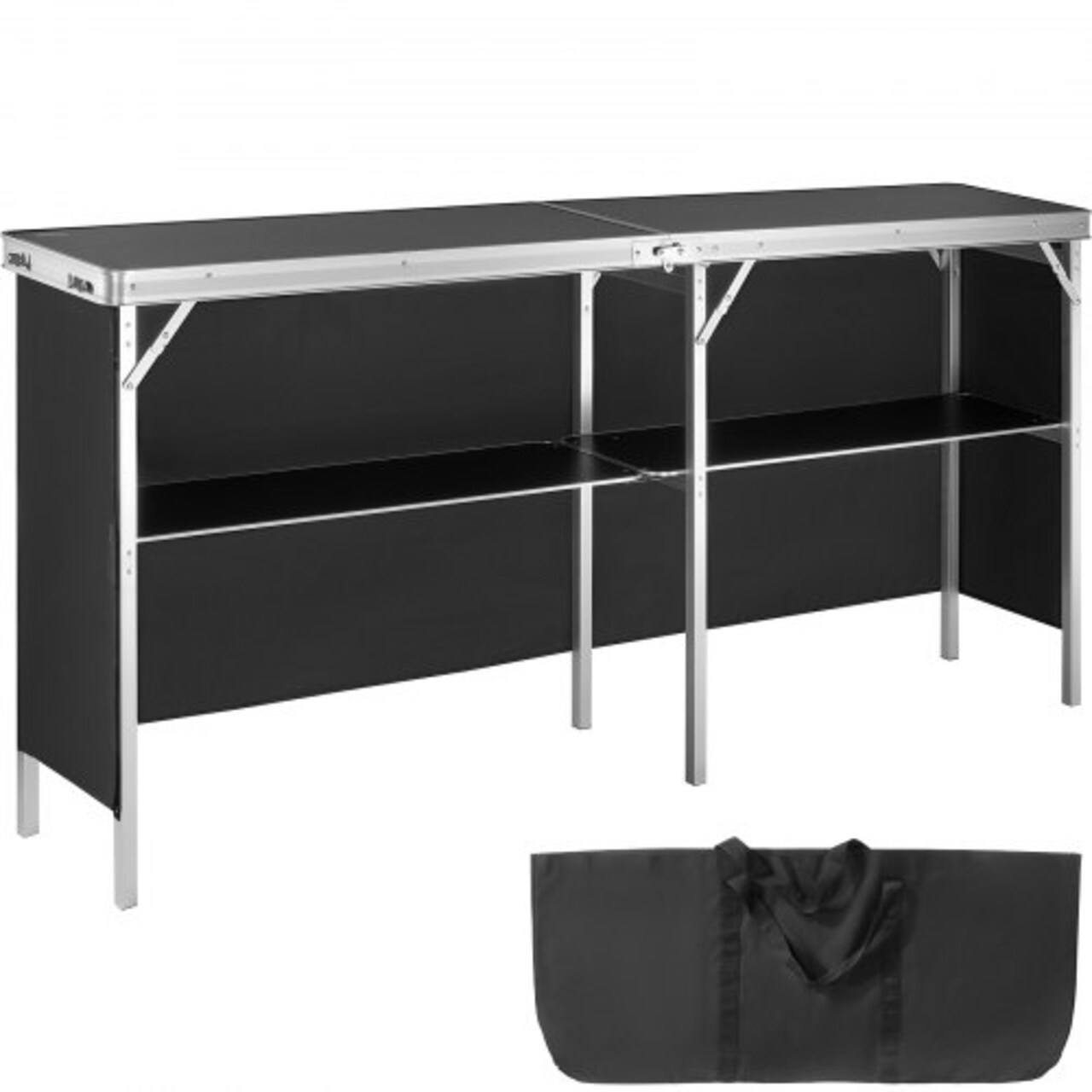 Black Aluminum MDF Foldable Trade Show Counter Bar Portable Display Table